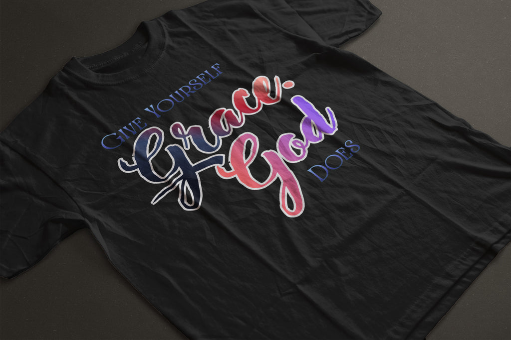 "Give Yourself Grace, God Does" Inspirational T-Shirt | Faith Graphic Tee | LAHall Artworks