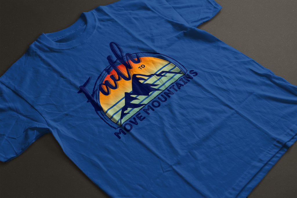 "Faith to Move Mountains" Unisex Graphic Tee | Mountain Sunset Circle Design Shirt