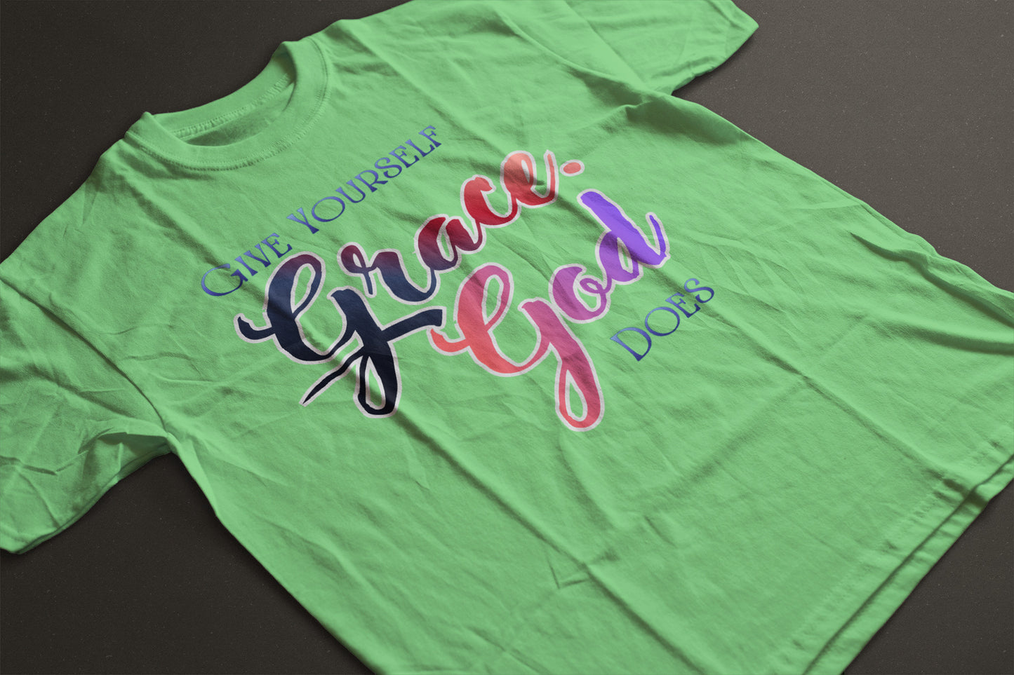 "Give Yourself Grace, God Does" Inspirational T-Shirt | Faith Graphic Tee | LAHall Artworks