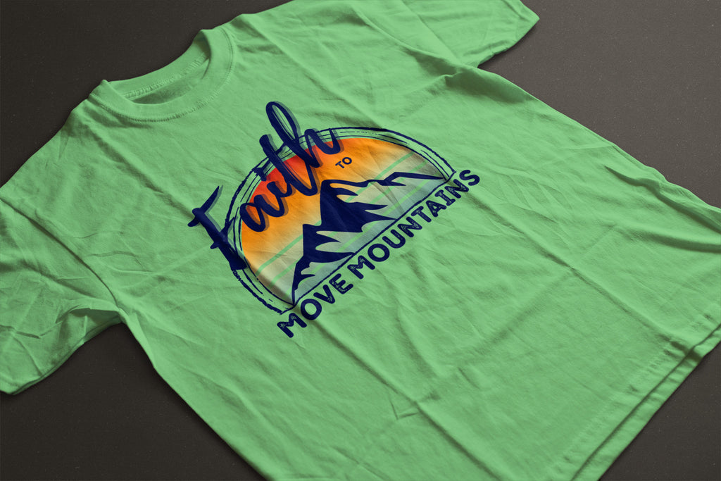 "Faith to Move Mountains" Unisex Graphic Tee | Mountain Sunset Circle Design Shirt