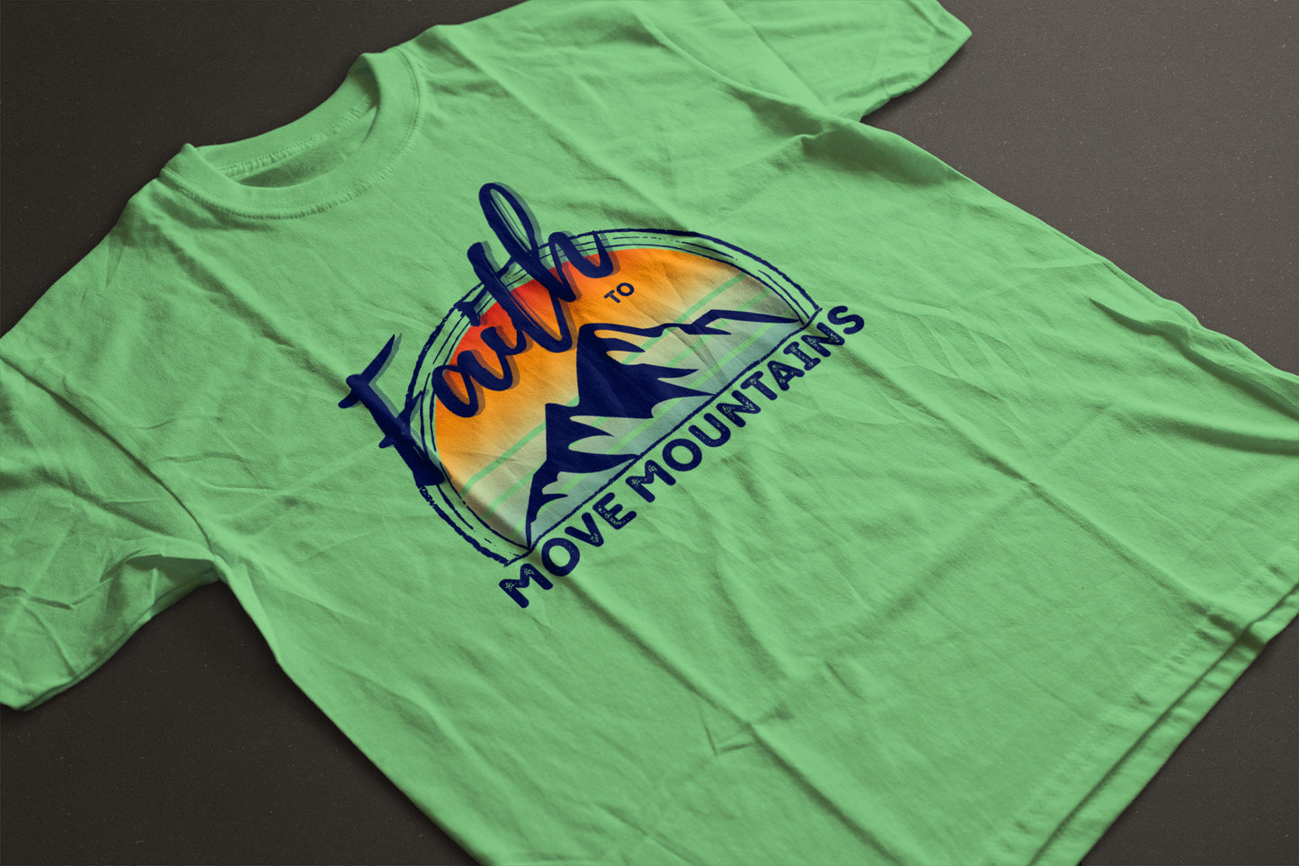 "Faith to Move Mountains" Unisex Graphic Tee | Mountain Sunset Circle Design Shirt