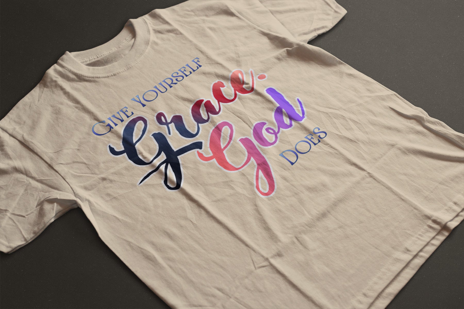 "Give Yourself Grace, God Does" Inspirational T-Shirt | Faith Graphic Tee | LAHall Artworks