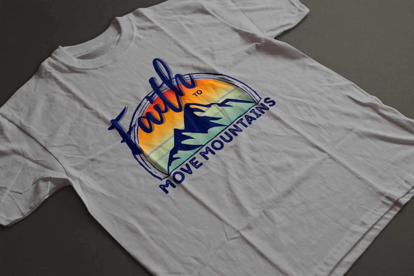 "Faith to Move Mountains" Unisex Graphic Tee | Mountain Sunset Circle Design Shirt