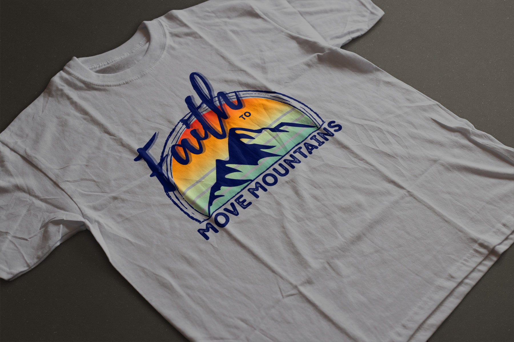 "Faith to Move Mountains" Unisex Graphic Tee | Mountain Sunset Circle Design Shirt