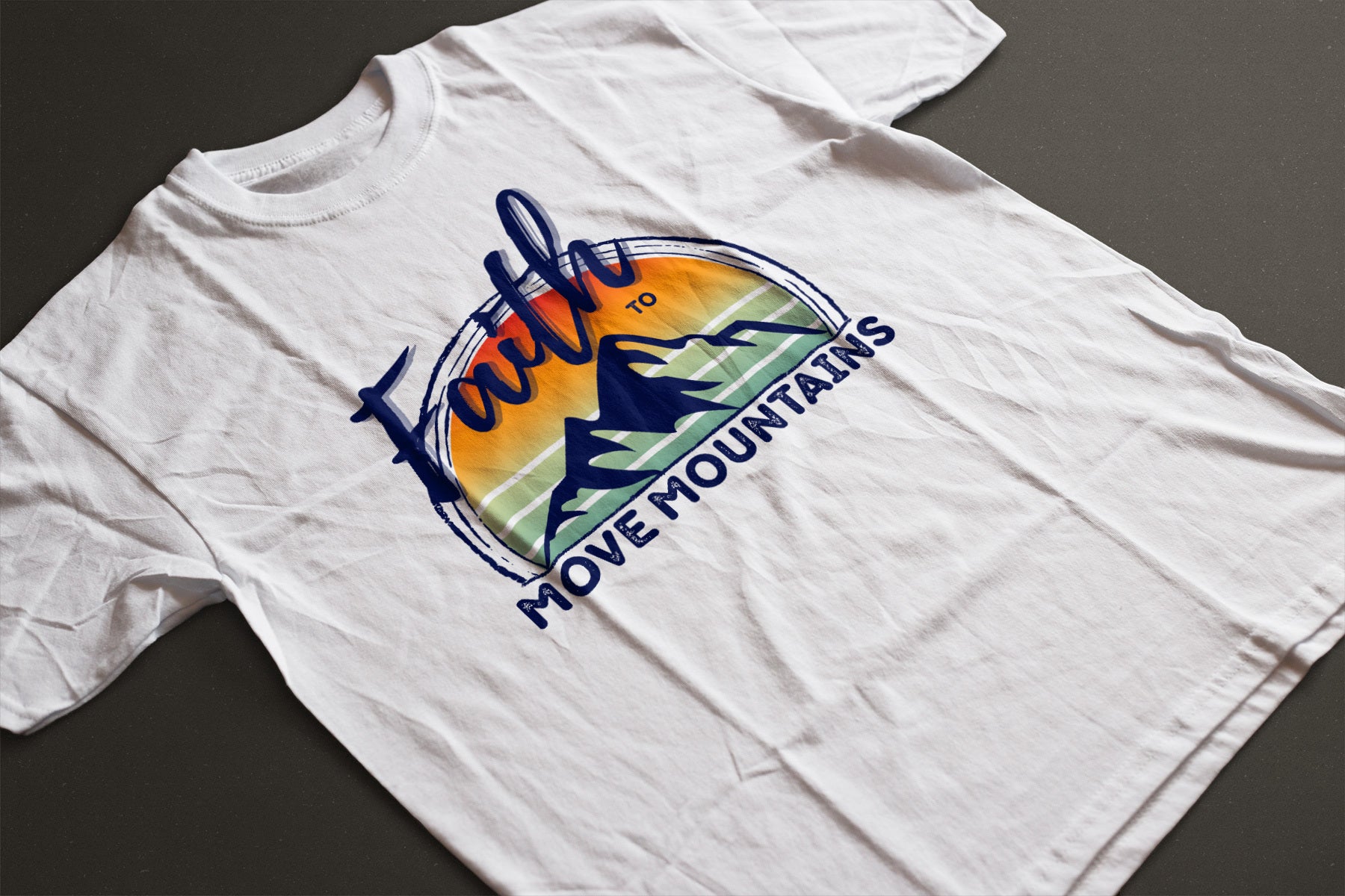 "Faith to Move Mountains" Unisex Graphic Tee | Mountain Sunset Circle Design Shirt