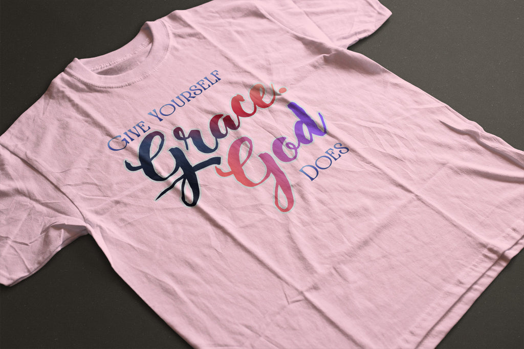 "Give Yourself Grace, God Does" Inspirational T-Shirt | Faith Graphic Tee | LAHall Artworks