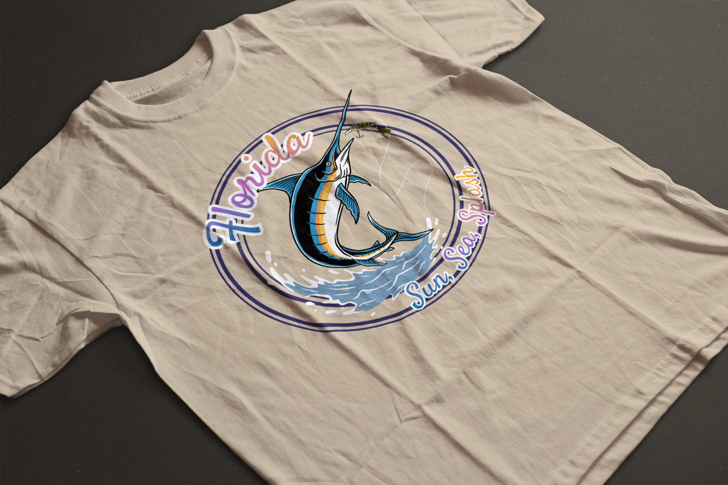 "Sun Sea Splash" Shirt - Florida Marlin Fishing Graphic Tee | Coastal Fishing T-Shirt | Retro Florida Vacation Tee | LAHall Artworks