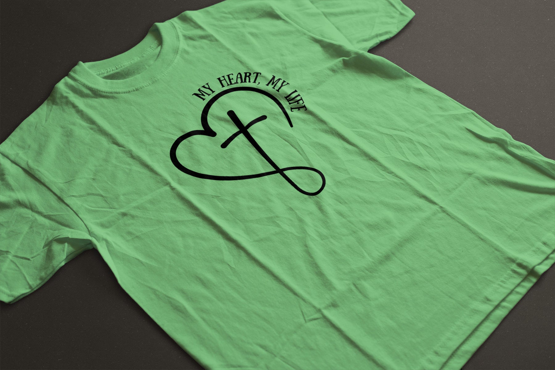"My Heart My Life" Unisex Graphic Tee | Heart and Cross Line Art Inspirational Shirt