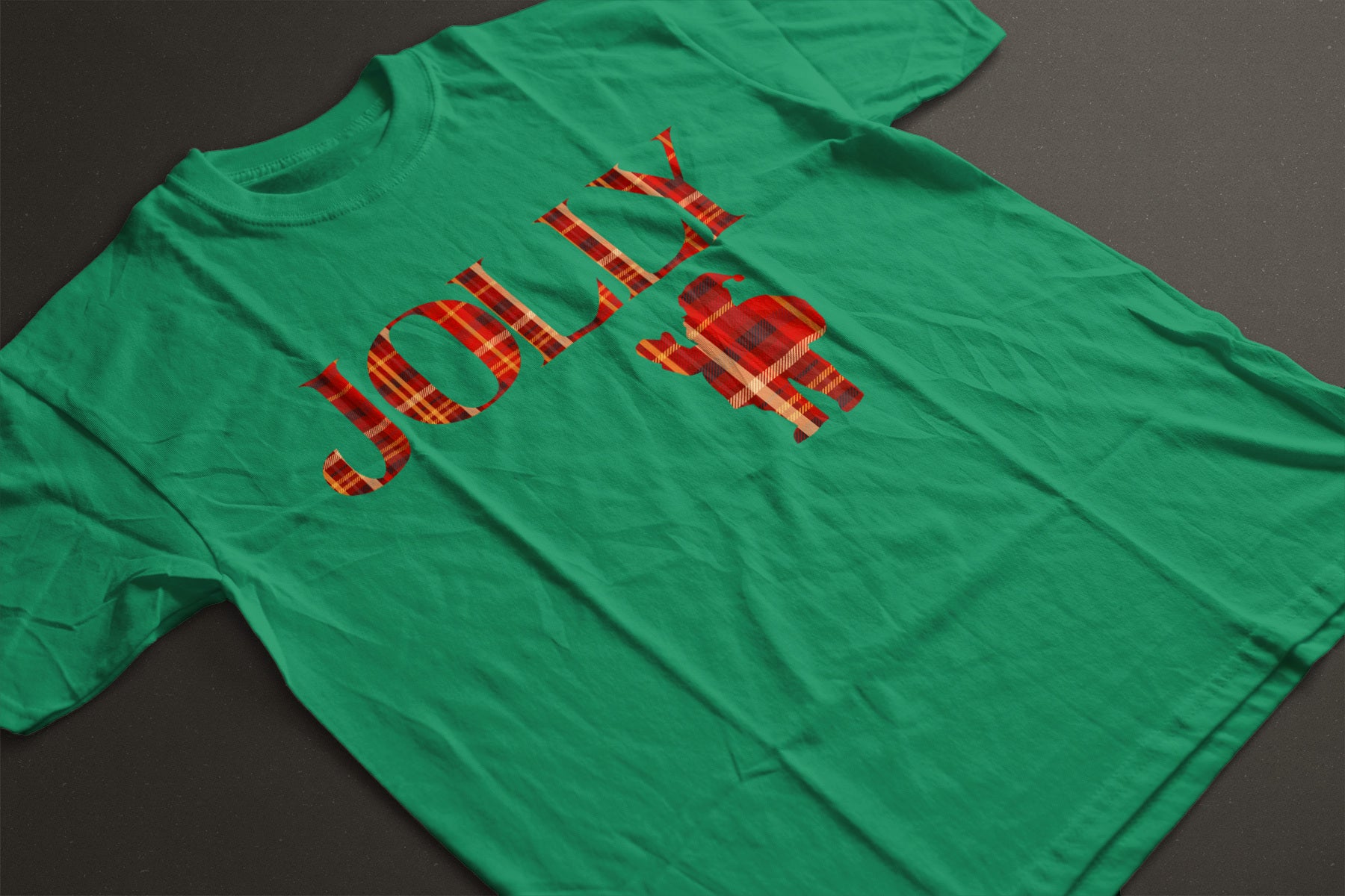 Jolly Santa Silhouette Christmas Tee — Festive Unisex Holiday T-Shirt in White, Grey, Black & Green | LAHall Artworks