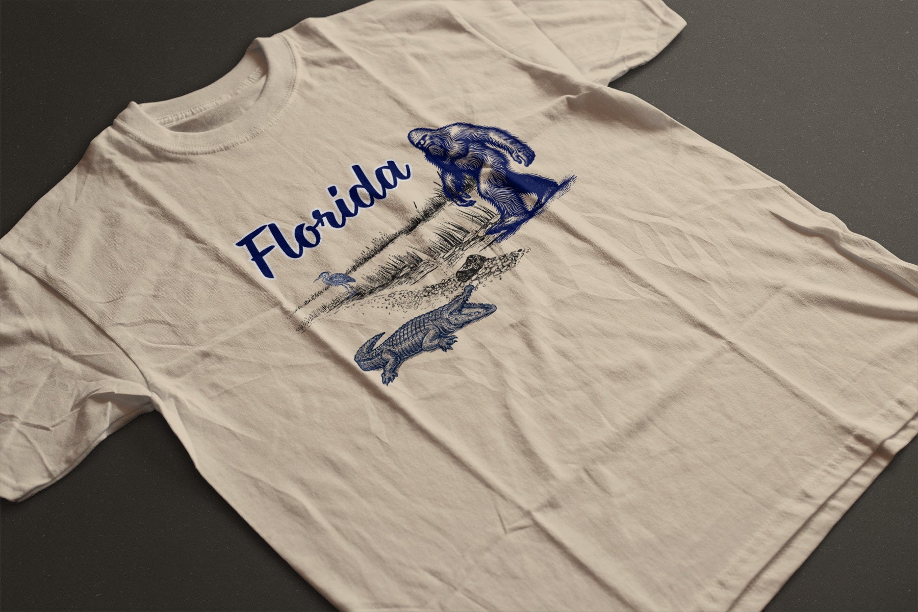 Florida "wild" life Bigfoot Sketch Tee | LAHall Artworks Florida Graphic T-Shirt