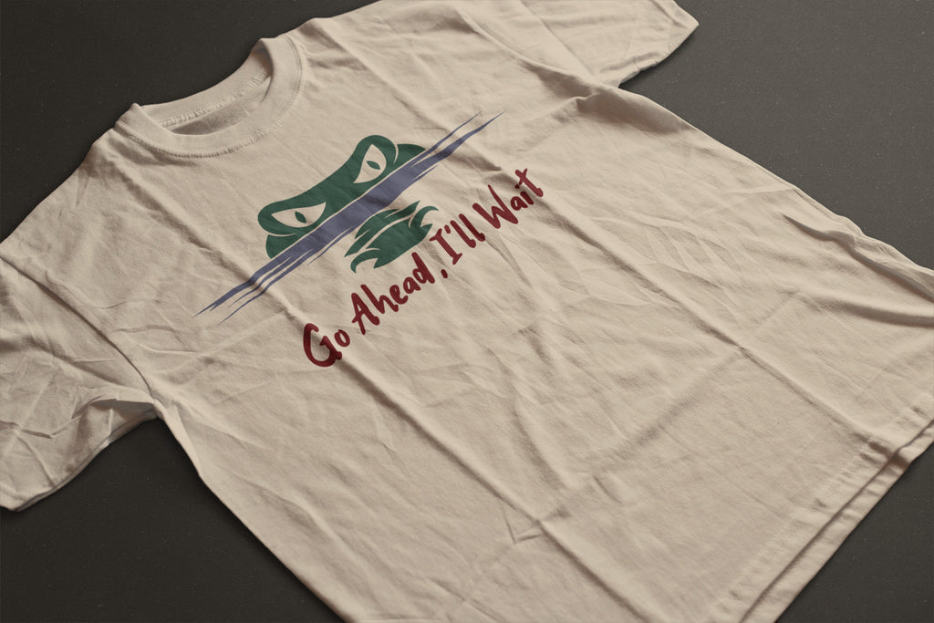 “Go Ahead, I’ll Wait” Shirt - Funny Alligator Graphic Tee | Florida Gator T-Shirt | Wildlife Humor Tee | LAHall Artworks