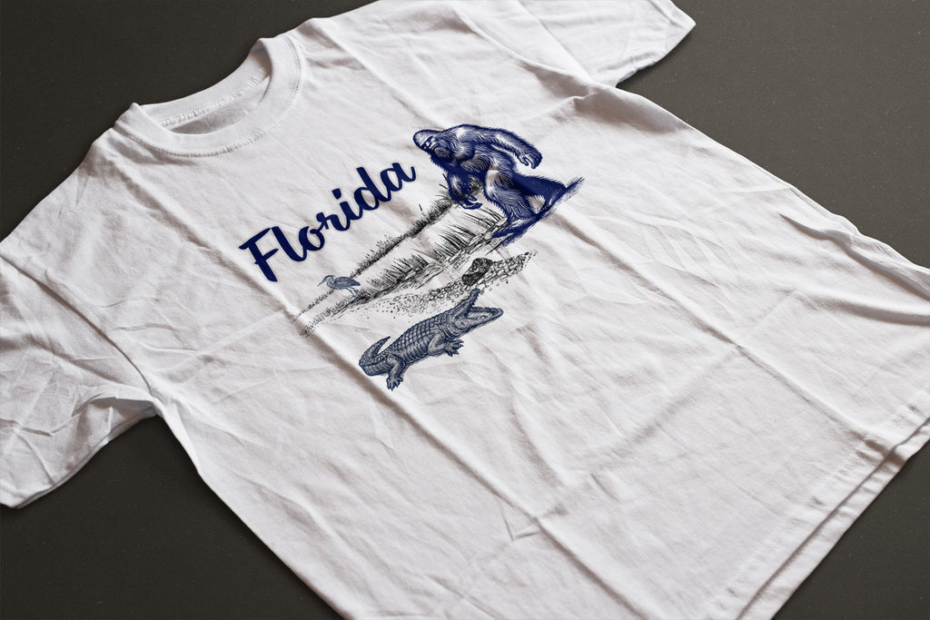 Florida "wild" life Bigfoot Sketch Tee | LAHall Artworks Florida Graphic T-Shirt