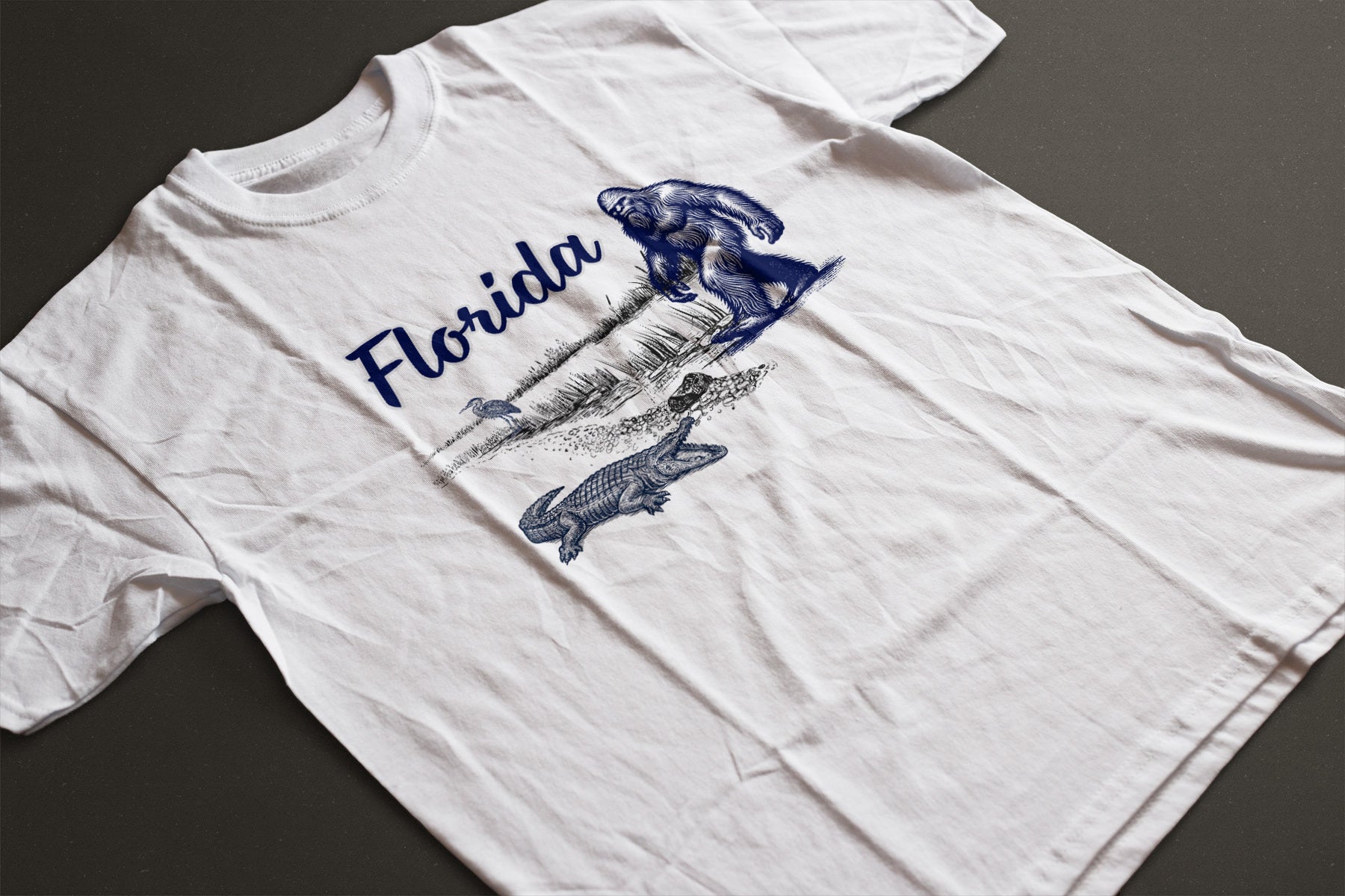 Florida "wild" life Bigfoot Sketch Tee | LAHall Artworks Florida Graphic T-Shirt