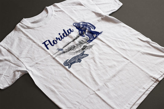 Florida "wild" life Bigfoot Sketch Tee | LAHall Artworks Florida Graphic T-Shirt