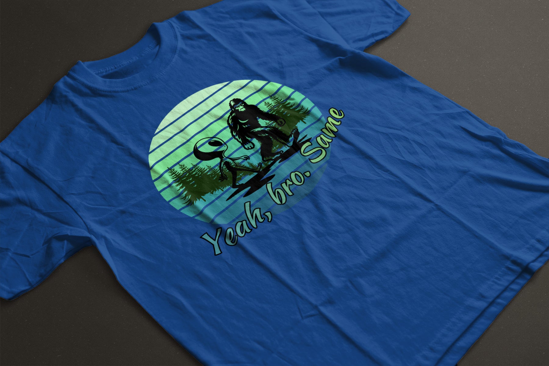 "Yeah Same Bro" Bigfoot and Alien Tote | LAHall Artworks Funny Cryptid T-Shirt