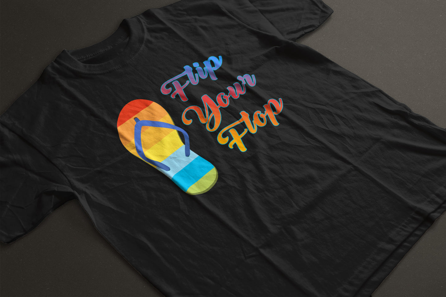 "Flip Your Flop" Unisex Graphic T-Shirt | Rainbow Summer Tee by LAHall Artworks