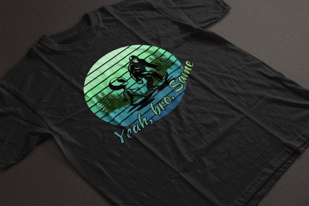 "Yeah Same Bro" Bigfoot and Alien Tote | LAHall Artworks Funny Cryptid T-Shirt