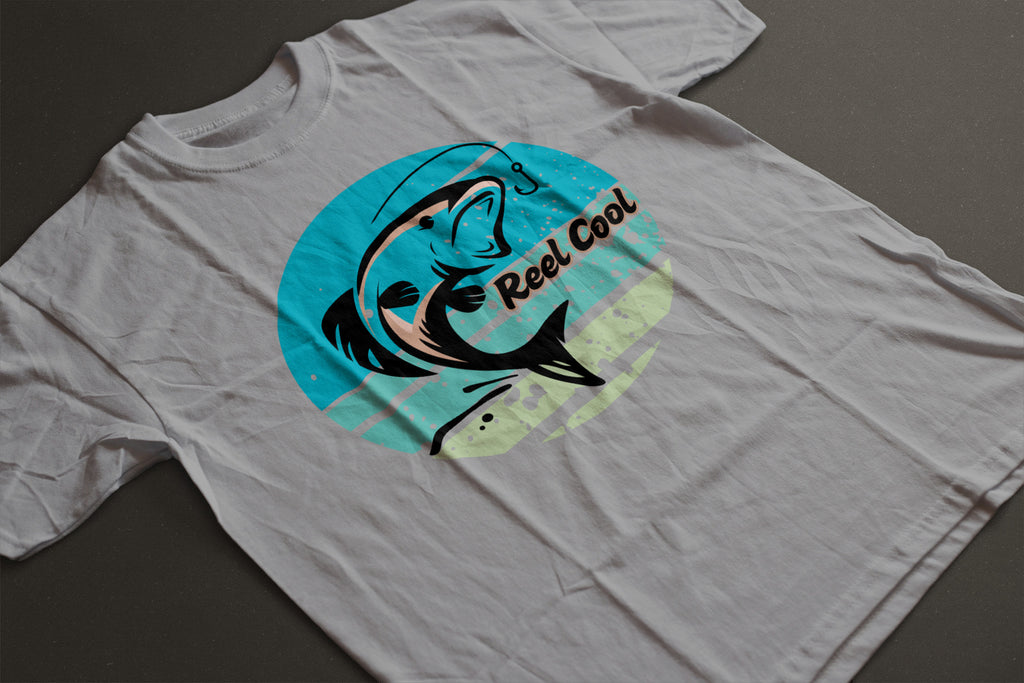 "Reel Cool" Fishing Graphic Tee | Retro Fish Jumping Design Shirt | Coastal Angler T-Shirt | LAHall Artworks