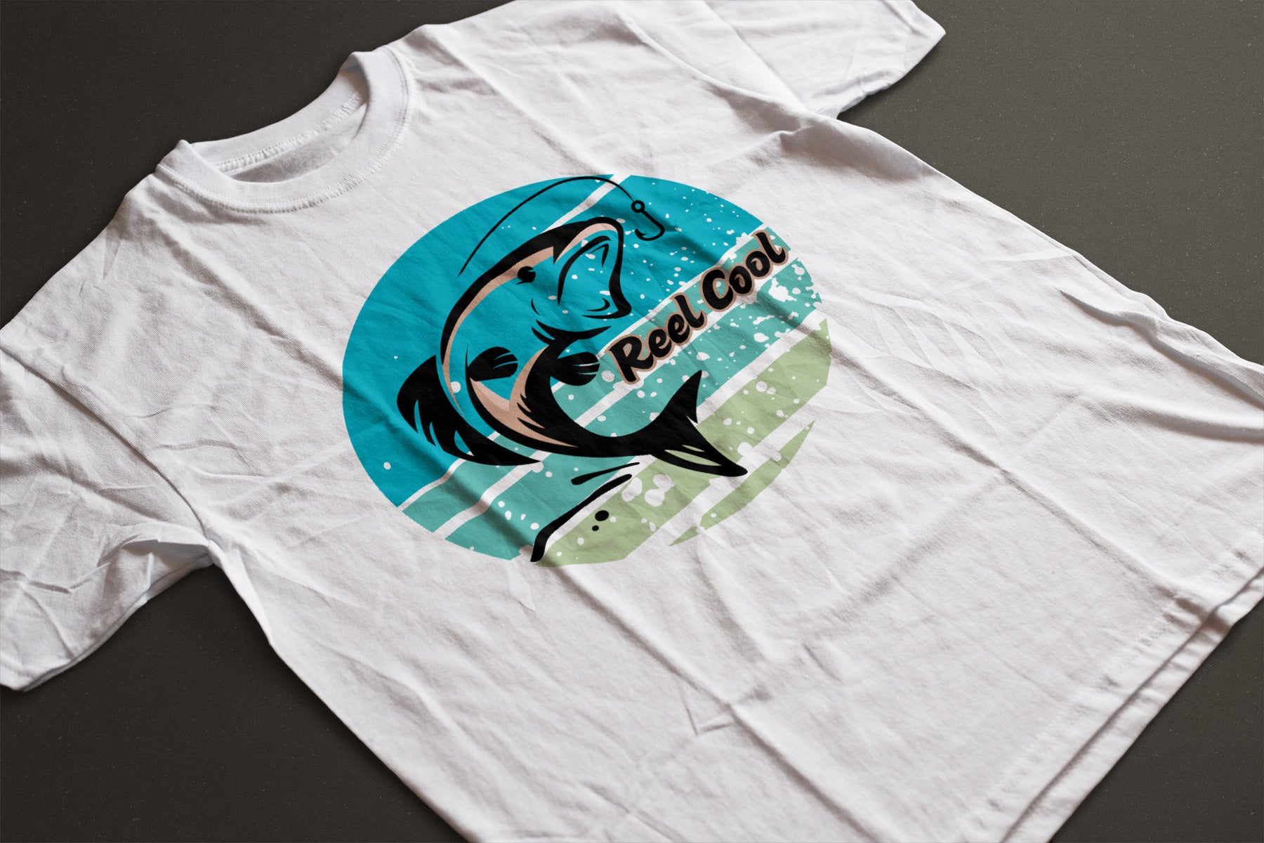 "Reel Cool" Fishing Graphic Tee | Retro Fish Jumping Design Shirt | Coastal Angler T-Shirt | LAHall Artworks