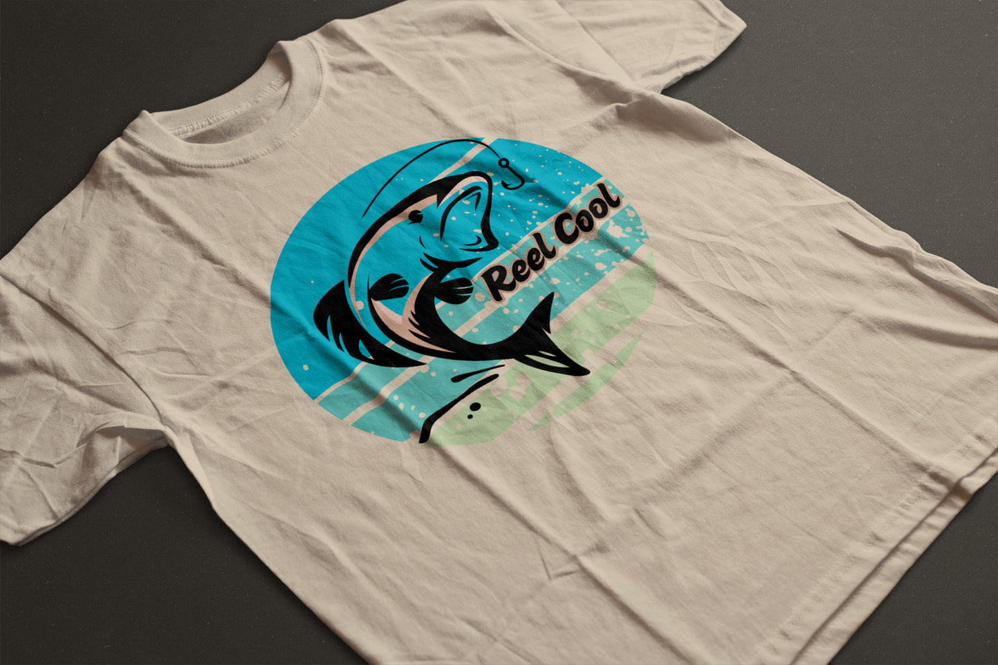 "Reel Cool" Fishing Graphic Tee | Retro Fish Jumping Design Shirt | Coastal Angler T-Shirt | LAHall Artworks