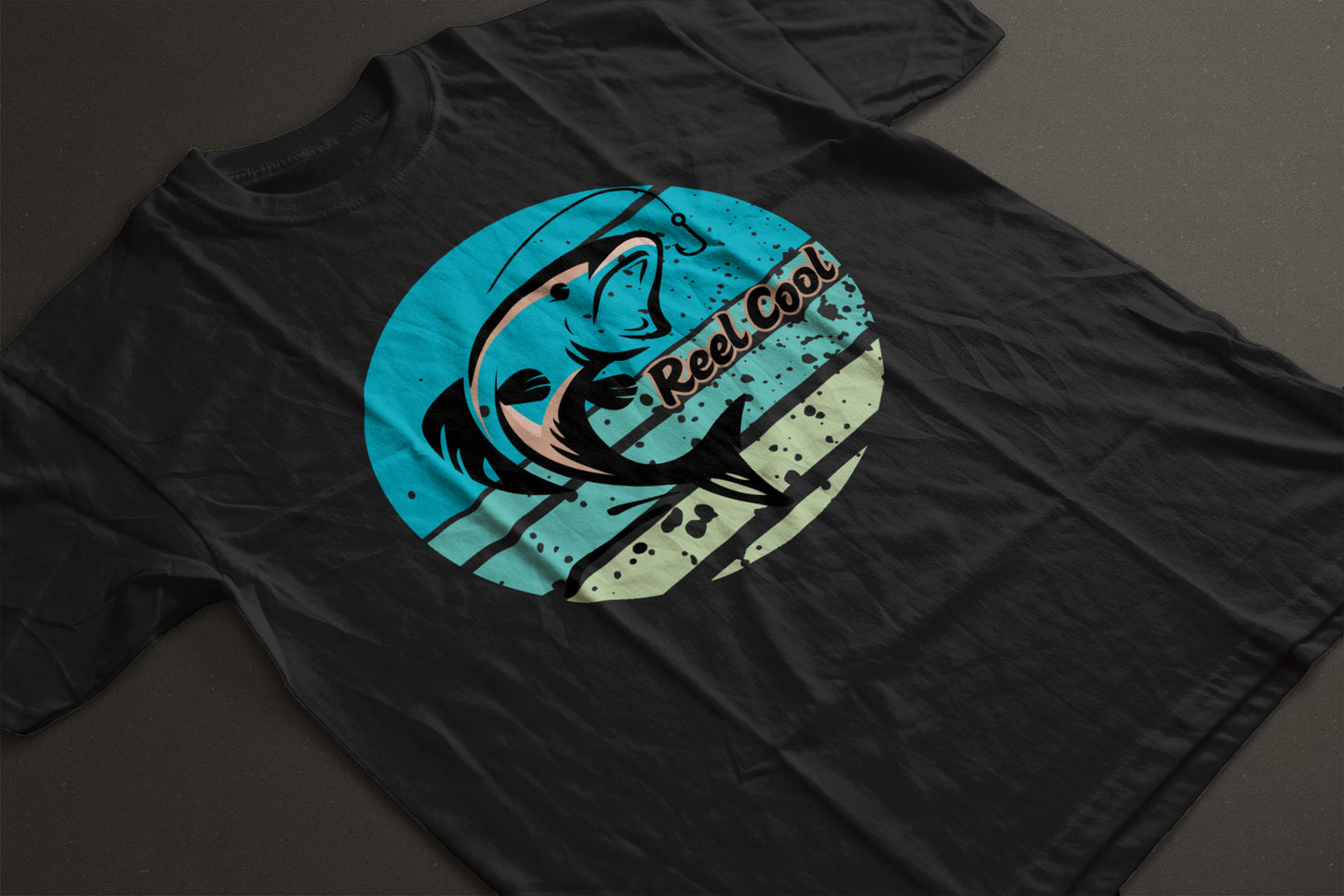 "Reel Cool" Fishing Graphic Tee | Retro Fish Jumping Design Shirt | Coastal Angler T-Shirt | LAHall Artworks