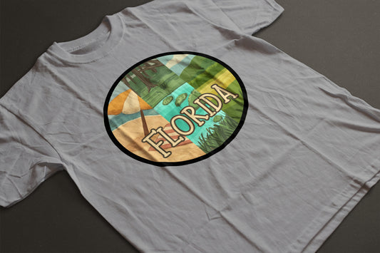 All of Florida Circle Unisex Tee | Beach River Swamp Prairie Graphic Shirt