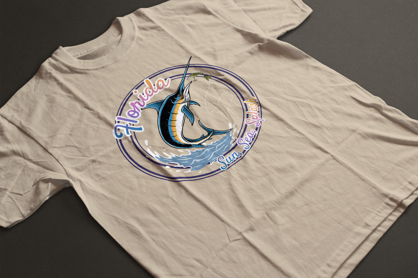 "Sun Sea Splash" Shirt - Florida Marlin Fishing Graphic Tee | Coastal Fishing T-Shirt | Retro Florida Vacation Tee | LAHall Artworks