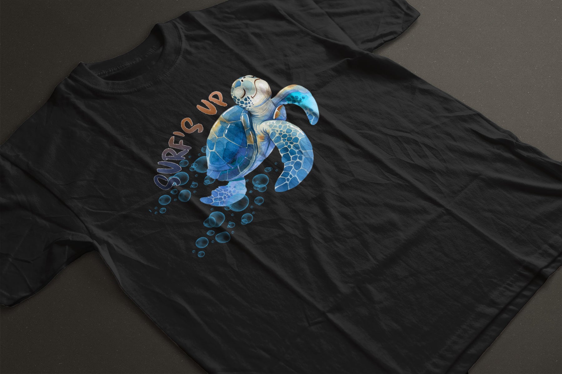 "Surf’s Up" Cartoon Sea Turtle Graphic Tee | Cute Ocean Surf Shirt | Coastal Beach Vibes T-Shirt | LAHall Artworks