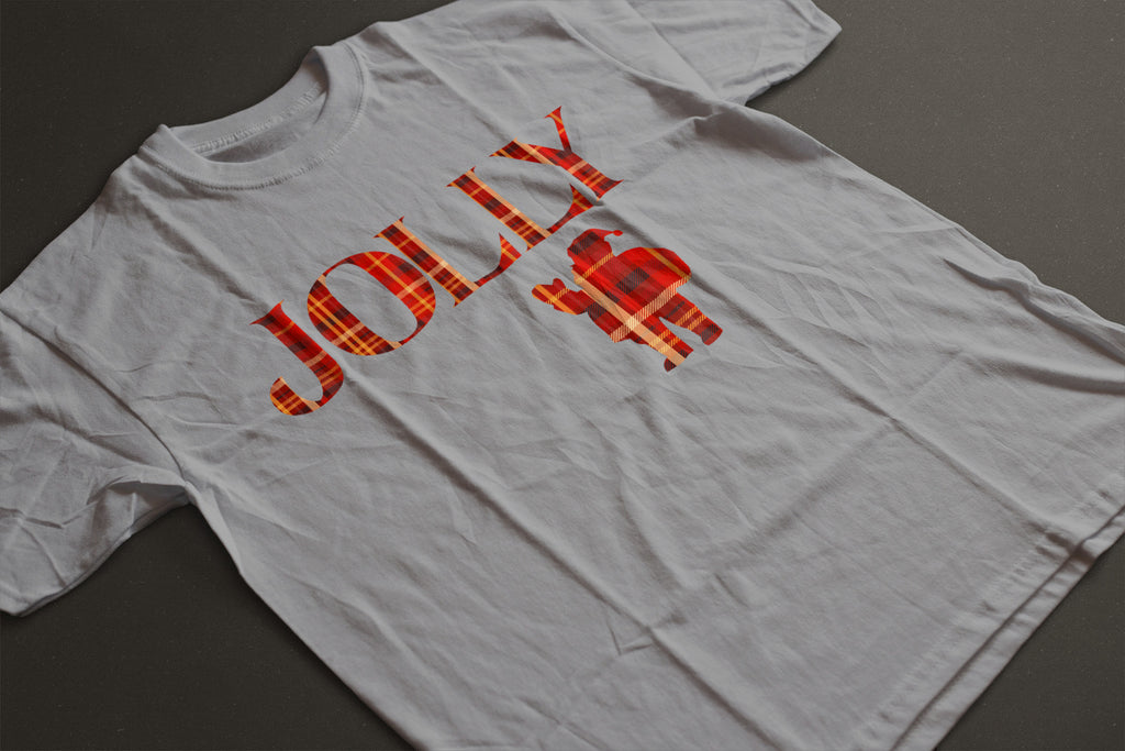 Jolly Santa Silhouette Christmas Tee — Festive Unisex Holiday T-Shirt in White, Grey, Black & Green | LAHall Artworks