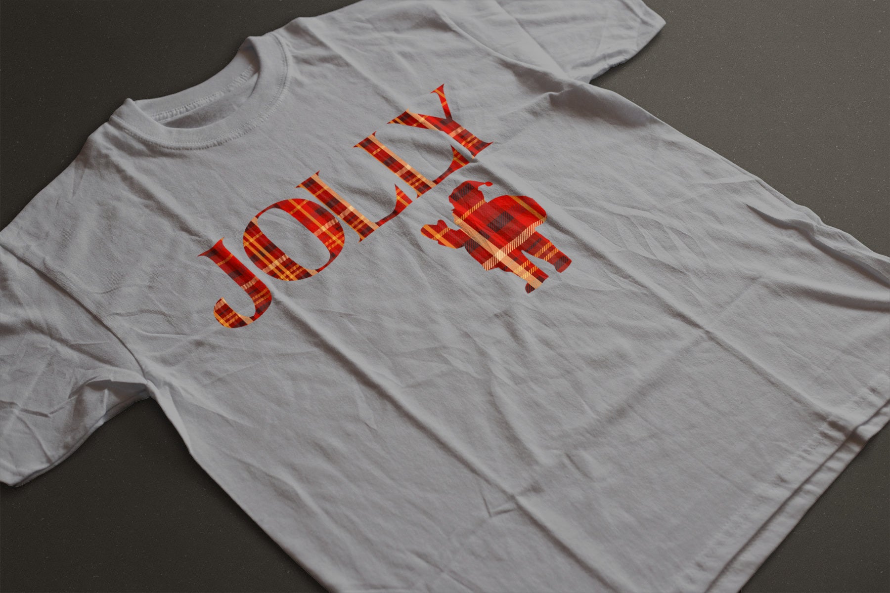 Jolly Santa Silhouette Christmas Tee — Festive Unisex Holiday T-Shirt in White, Grey, Black & Green | LAHall Artworks