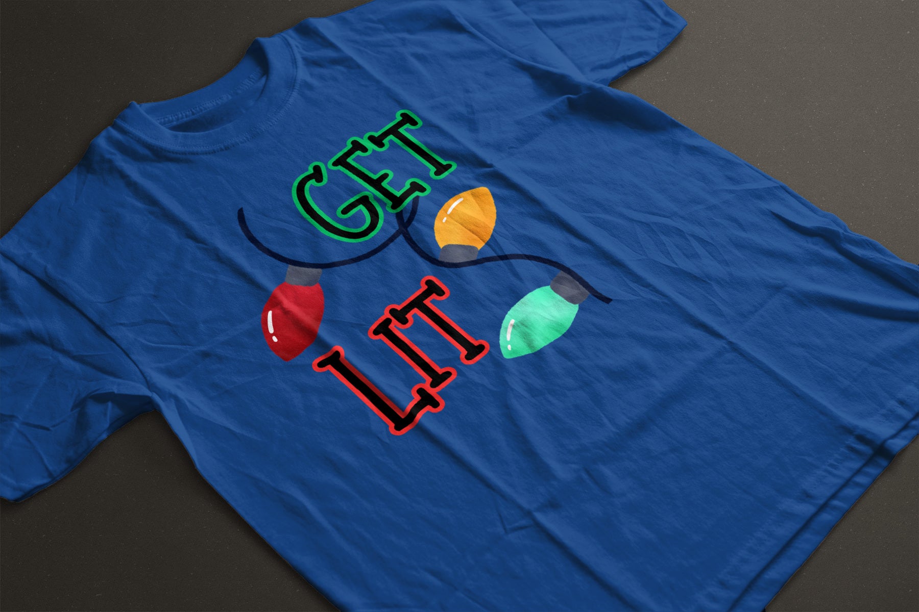 Get Lit Holiday T-Shirt – Funny Christmas Lights Unisex Tee | Festive Graphic Shirt in Black, White, or Grey