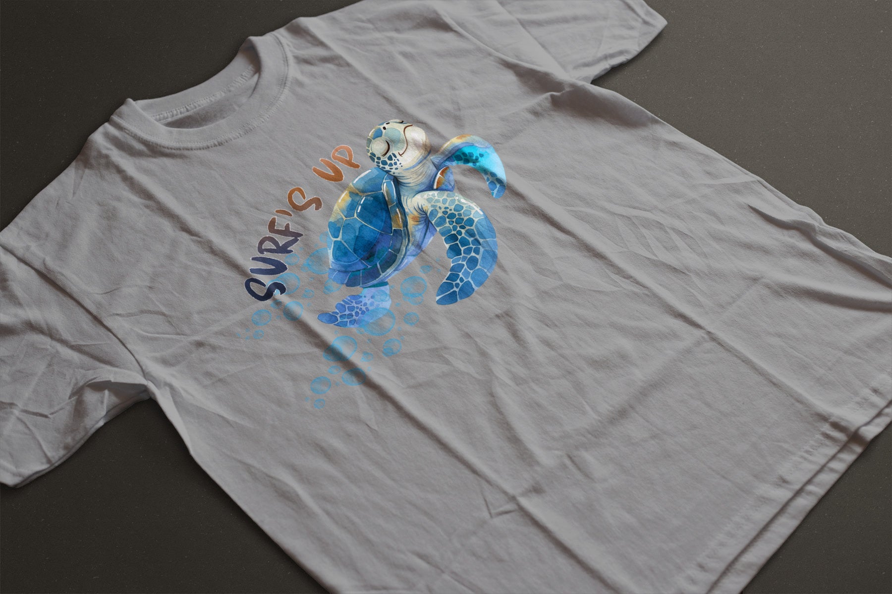 "Surf’s Up" Cartoon Sea Turtle Graphic Tee | Cute Ocean Surf Shirt | Coastal Beach Vibes T-Shirt | LAHall Artworks