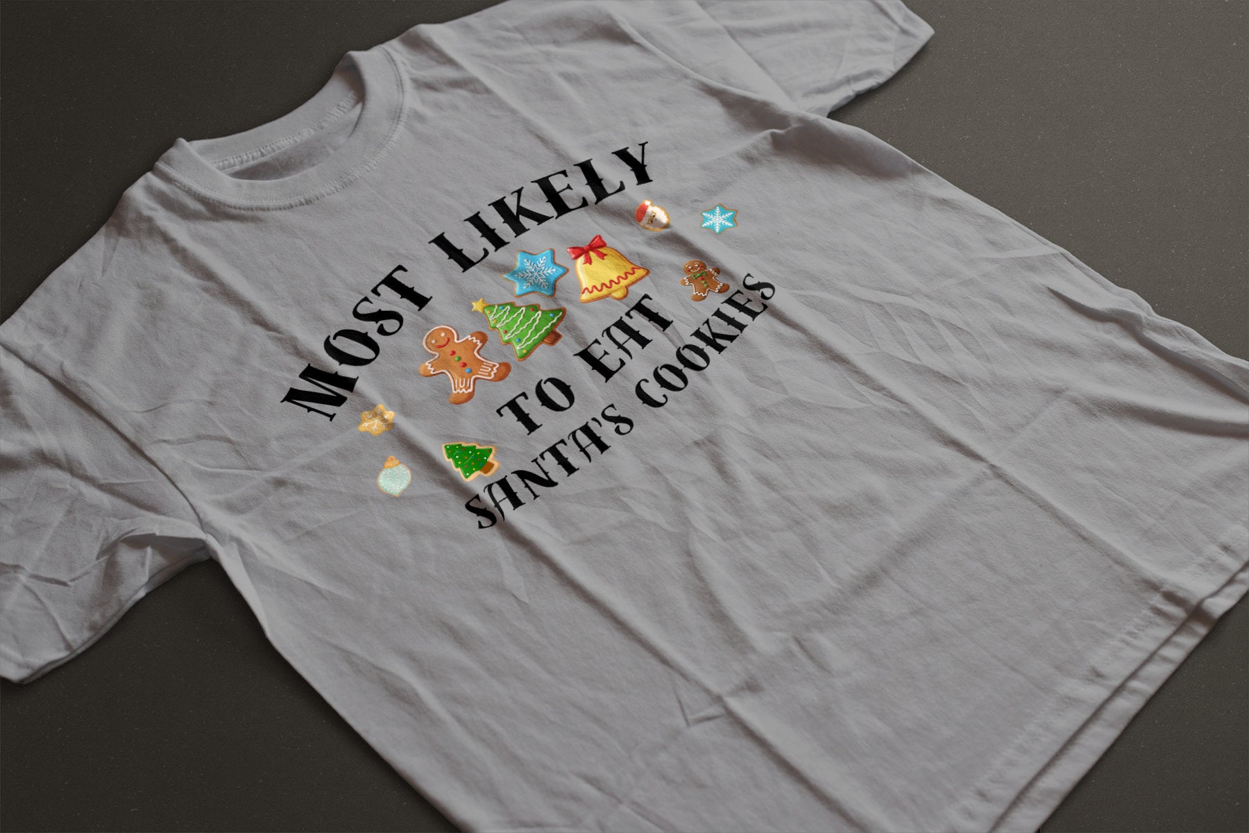 Most Likely to Eat Santa’s Cookies Christmas Tee — Fun Unisex Holiday T-Shirt with Cute Cookie Graphics | LAHall Artworks