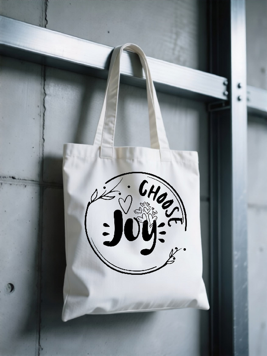 "Choose Joy" line art Unisex Graphic Tote | Inspirational Minimal Line Art Tote