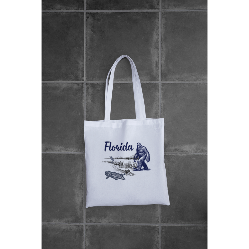 Florida "wild" life Bigfoot Sketch Tote | LAHall Artworks Florida Wildlife Graphic Tote Bag